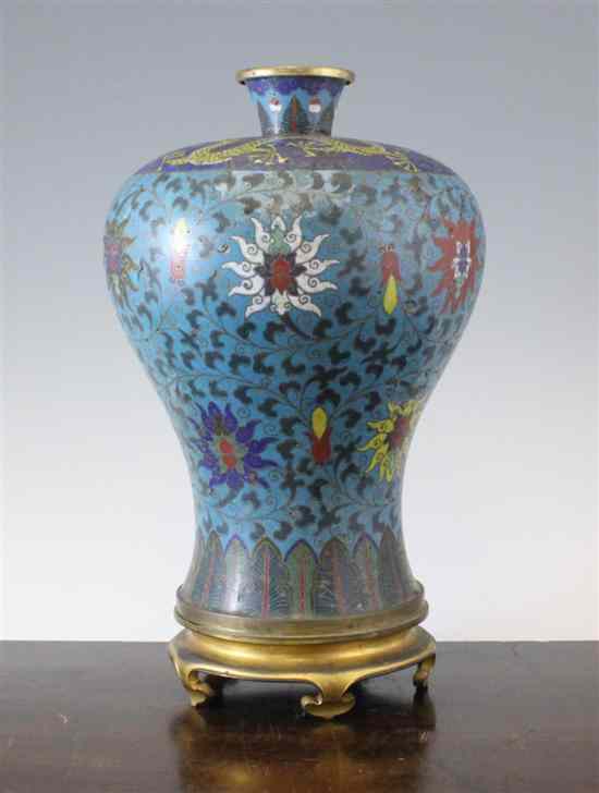 Appraisal: A Chinese cloisonne enamel Meiping vase th century decorated with