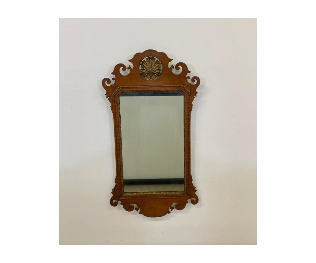 Appraisal: Chippendale style curly maple mirror in old mellow surface h