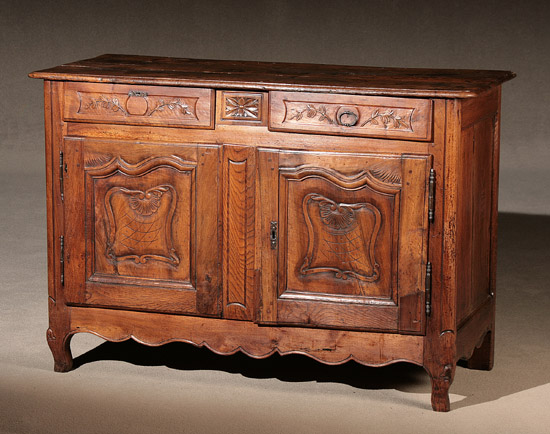 Appraisal: Louis XV Provincial Walnut and Oak Buffet Composed of th