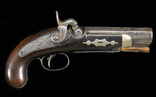 Appraisal: An American single shot percussion pistol by Henry Deringer The