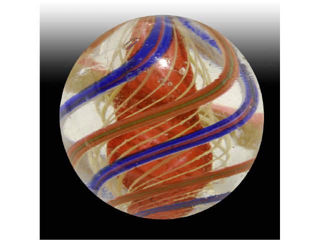 Appraisal: -Stage Swirl Marble Description Three stage red jelly core Yellow