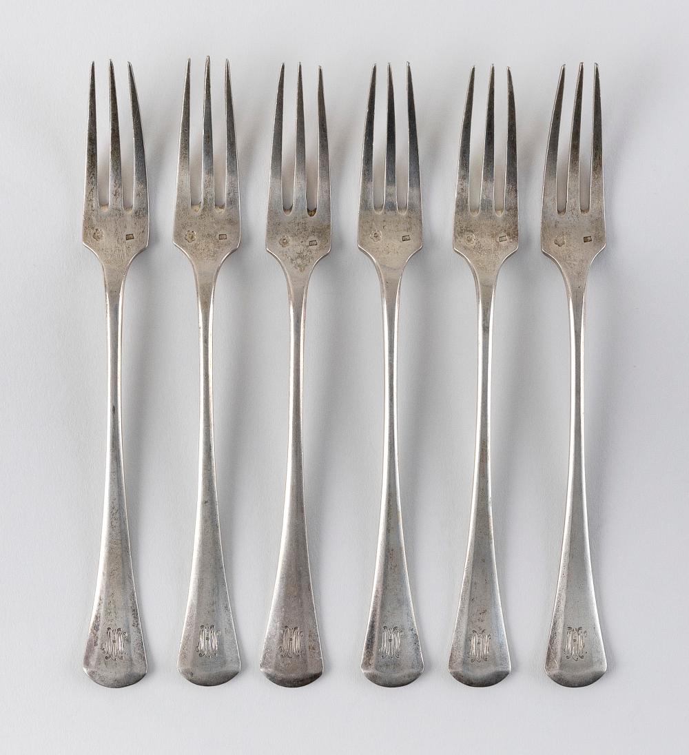 Appraisal: SIX AUSTRIAN SILVER COCKTAIL FORKS APPROX TROY OZ SIX AUSTRIAN