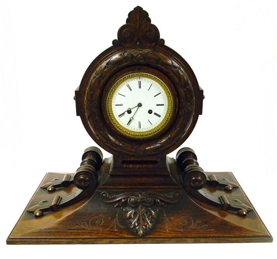 Appraisal: Late th C Eastlake architectural clock oak case with carved