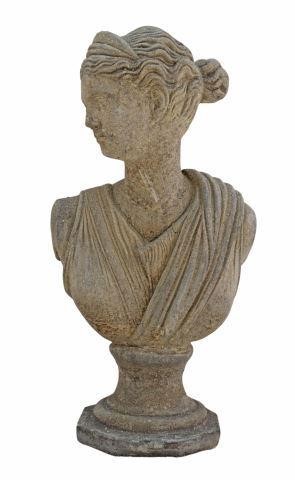 Appraisal: Cast stone garden statuary bust possibly Aphrodite with sideways gaze