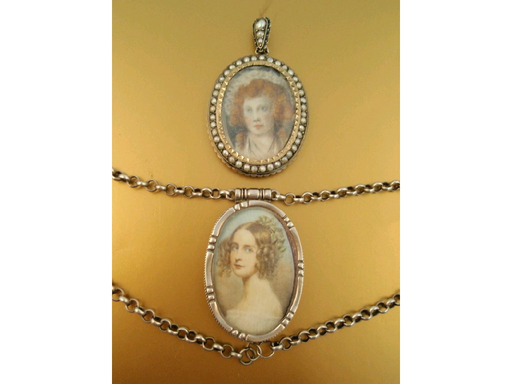 Appraisal: Two Victorian white metal memorial lockets