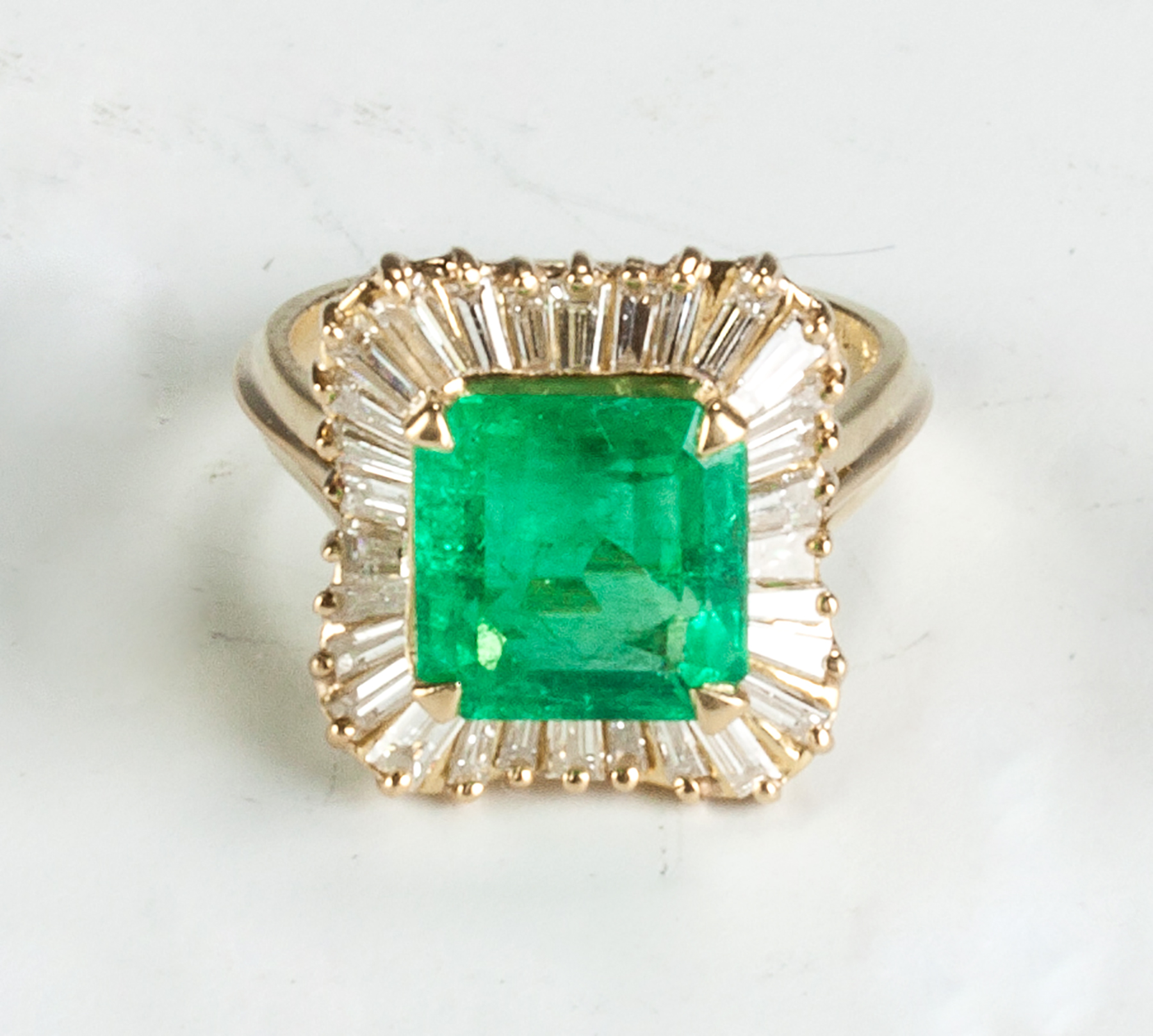 Appraisal: Emerald Diamond and K Yellow Gold Ring Stamped K Daco