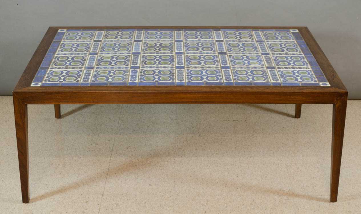 Appraisal: DANISH MID-CENTURY MODERN TILE-TOP COCKTAIL TABLE Severin Hansen Jr design