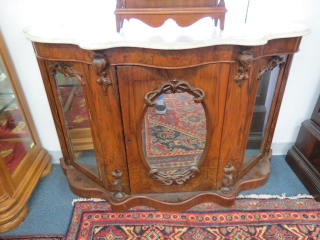 Appraisal: Renaisannce Revival Marble Top Foyer Cabinet rosewood veneer carved trim