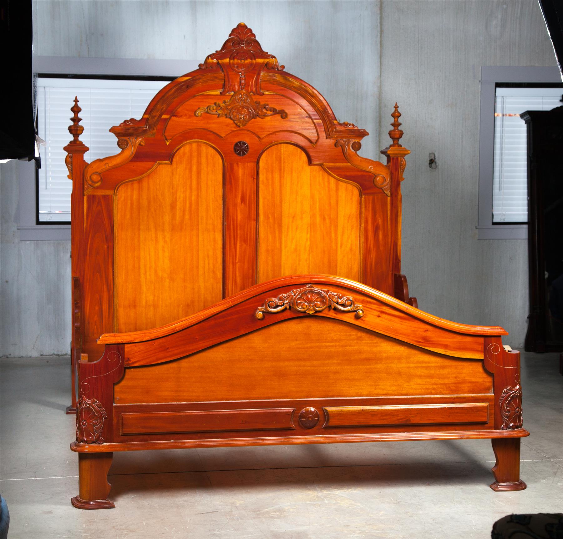 Appraisal: VICTORIAN-STYLE HIGH BACK KING-SIZE BED American th century mahogany Carved