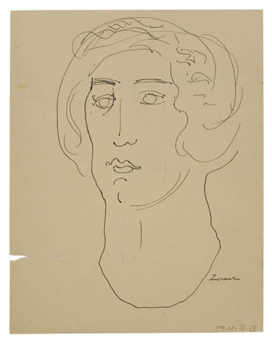 Appraisal: WILLIAM ZORACH Three portraits Portrait of Sally Lewis pencil on