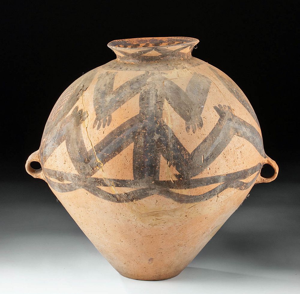 Appraisal: Large Chinese Neolithic Pottery Jar w Painted Motifs Originally Listed