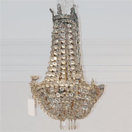 Appraisal: Neoclassical Style Metal and Cut Glass Six-Light Chandelier Estimate -