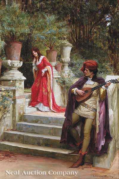 Appraisal: George Sheridan Knowles British American - The Troubadour oil on