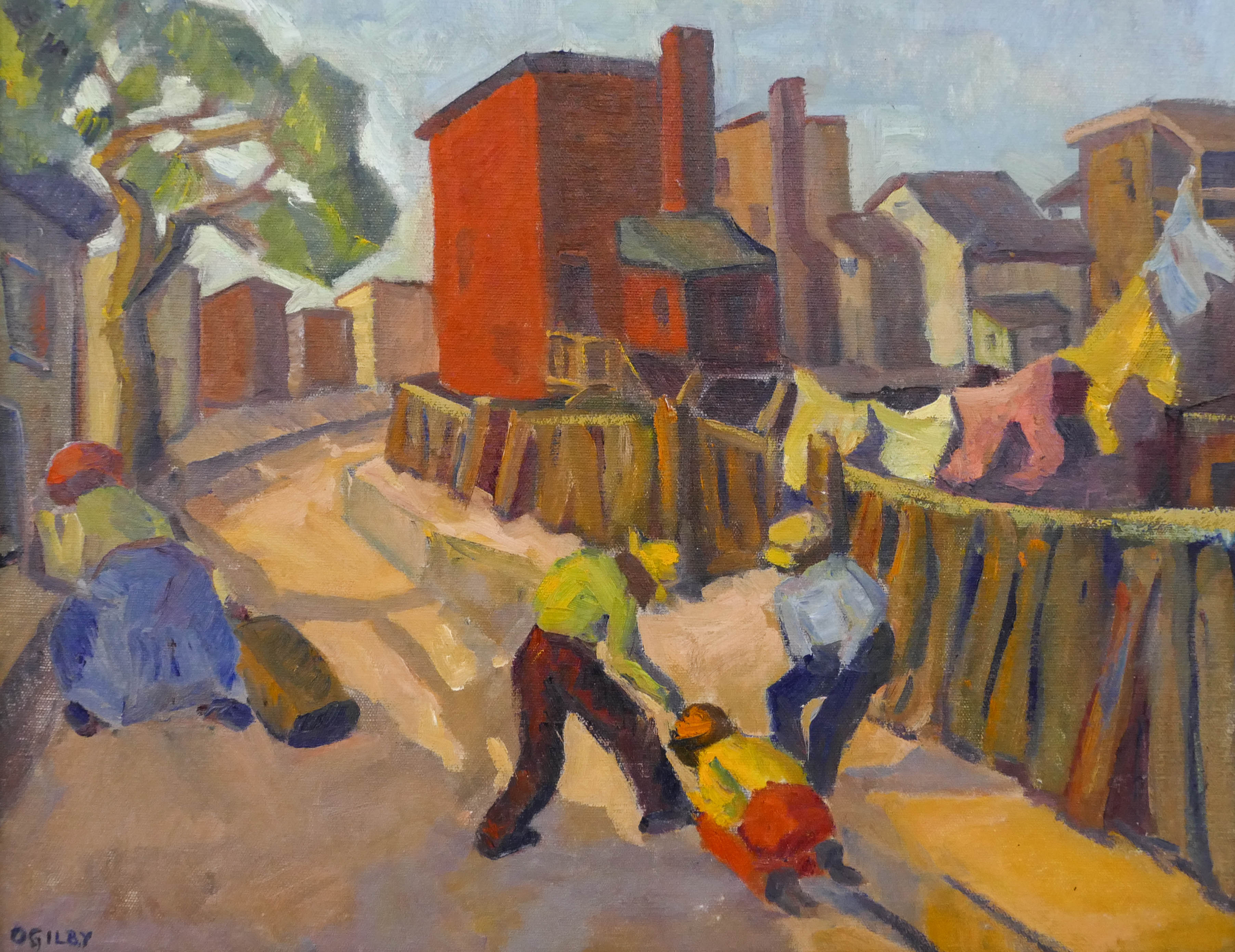 Appraisal: Elizabeth Ogilby - American ''African American Street Scene'' Oil on