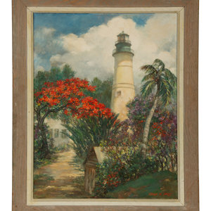 Appraisal: Emilie M Arlt American - Key West Lighthouse oil on