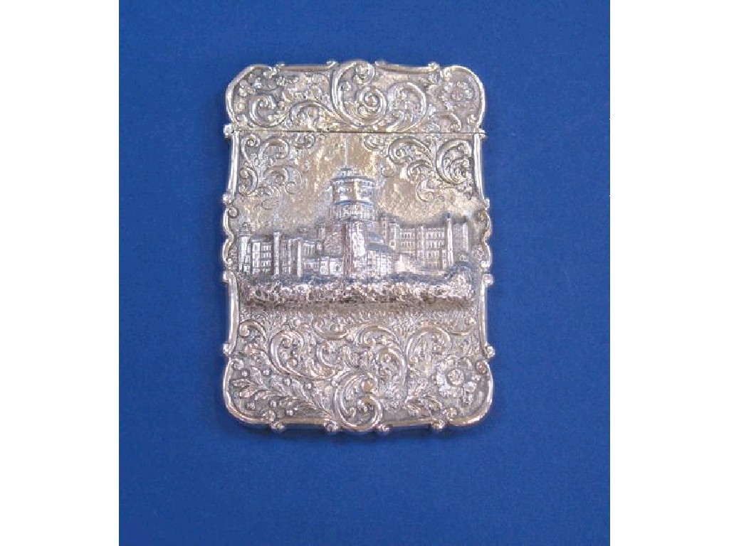 Appraisal: A VICTORIAN EMBOSSED CASTLE TOP CARD CASE with a view