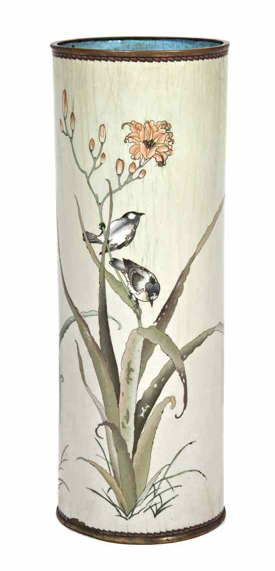 Appraisal: A Japanese Cloisonne Umbrella Stand of cylindrical form decorated with