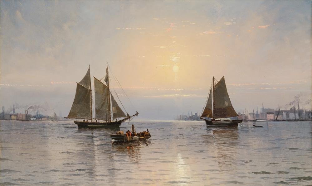 Appraisal: EDWARD MORAN ATTRIBUTED American - New York Harbor ca oil