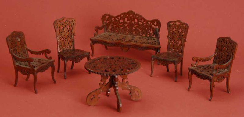 Appraisal: Lot Fretwork Furniture A larger scale mahogany fretwork parlor suite