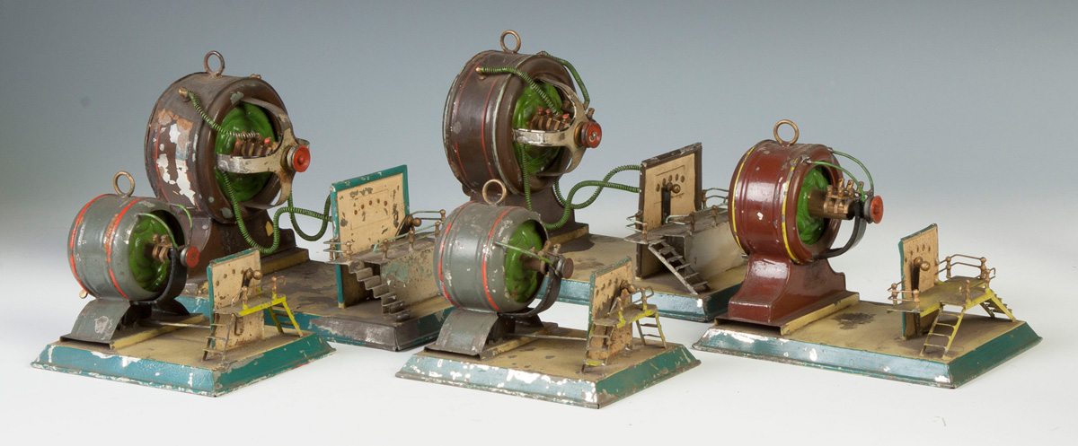 Appraisal: Hand Painted Tin Clockwork Engines th cent