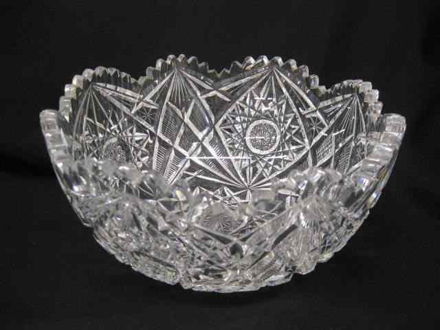 Appraisal: Cut Glass Bowl star starburst decor '' diameter '' deep