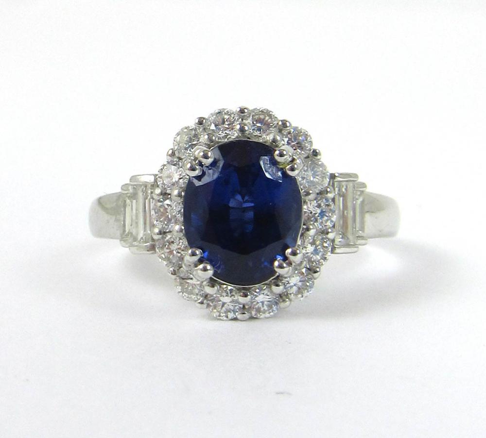 Appraisal: SAPPHIRE DIAMOND AND FOURTEEN KARAT GOLD RING The k white