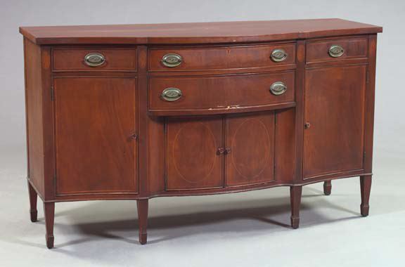 Appraisal: Hepplewhite -Style Inlaid Mahogany Sideboard the front fitted with a