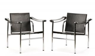 Appraisal: Pair LC Basculant Chairs after Le Corbusier After Le Corbusier