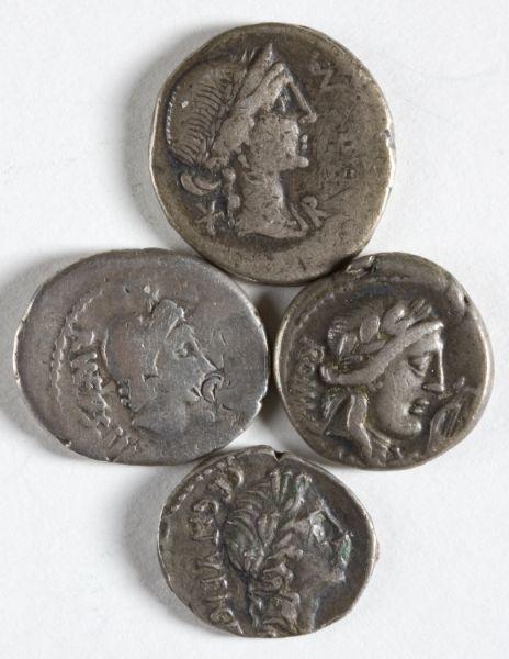 Appraisal: Four Roman Republican Silver Coins as follows Man Aemilius Lepidus