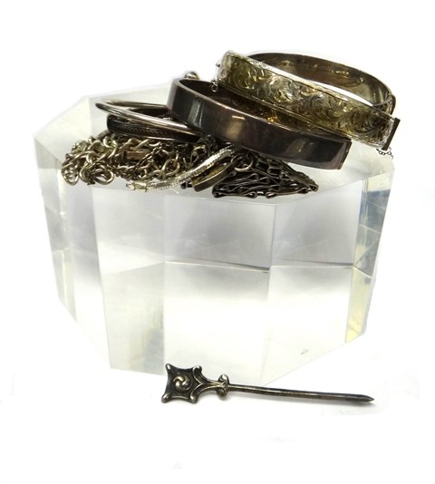 Appraisal: Silver jewellery comprising five bangles two pendants eight bracelets a