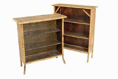 Appraisal: Two late Victorian bamboo open bookcases each with a rattan