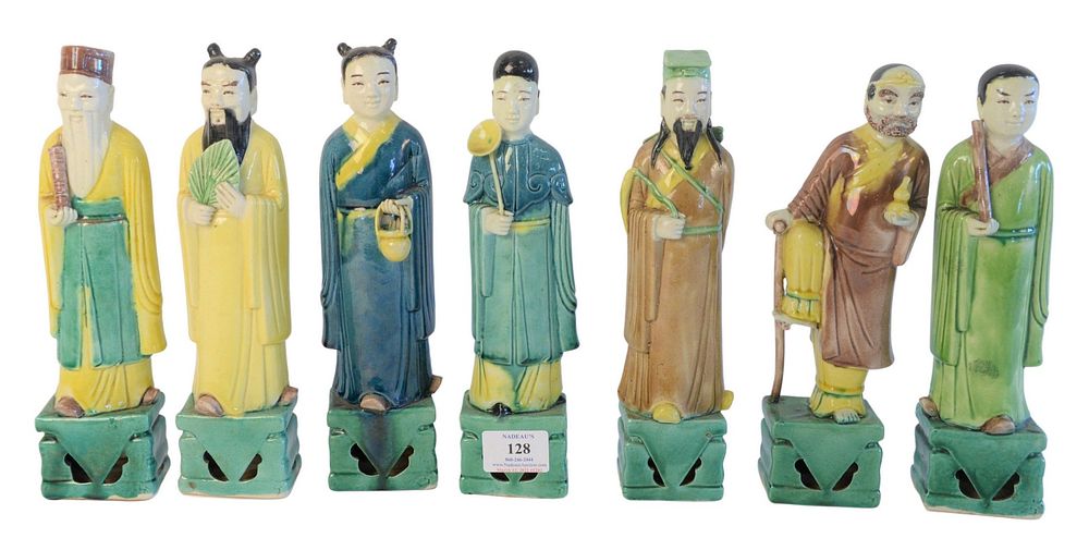 Appraisal: Seven Chinese Figural Porcelain Sculptures each marked indistinctly on the