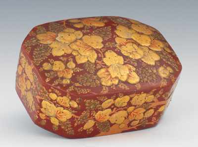 Appraisal: A Lacquer Decorated Lidded Box Rectangular form with domed lid