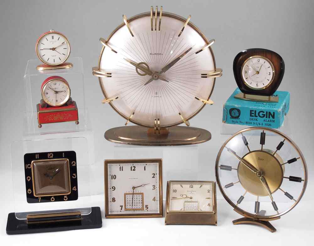 Appraisal: COLLECTION OF TRAVEL DESK CLOCKS To include Looping jewel travel