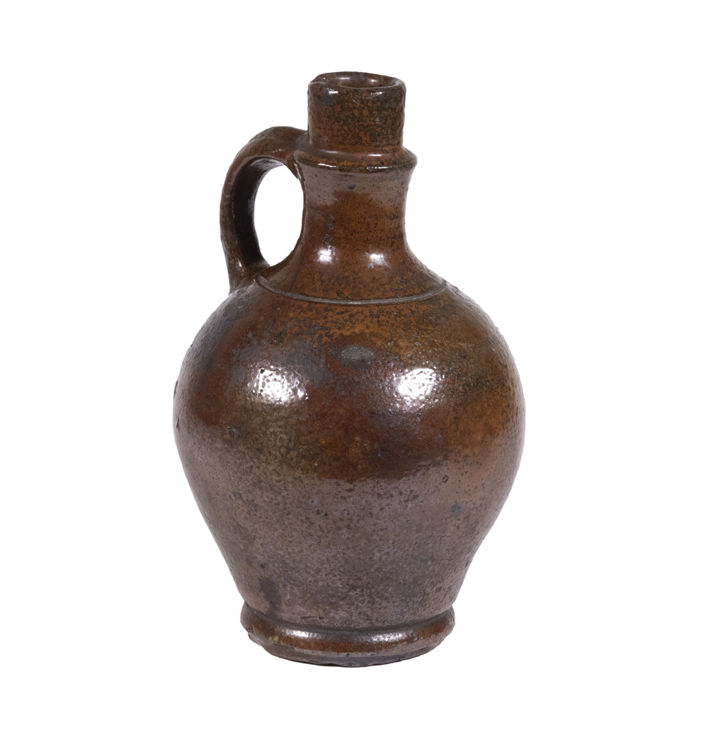 Appraisal: TH C GLAZED STONEWARE JUG Petite Continental Brown Glazed Ovoid