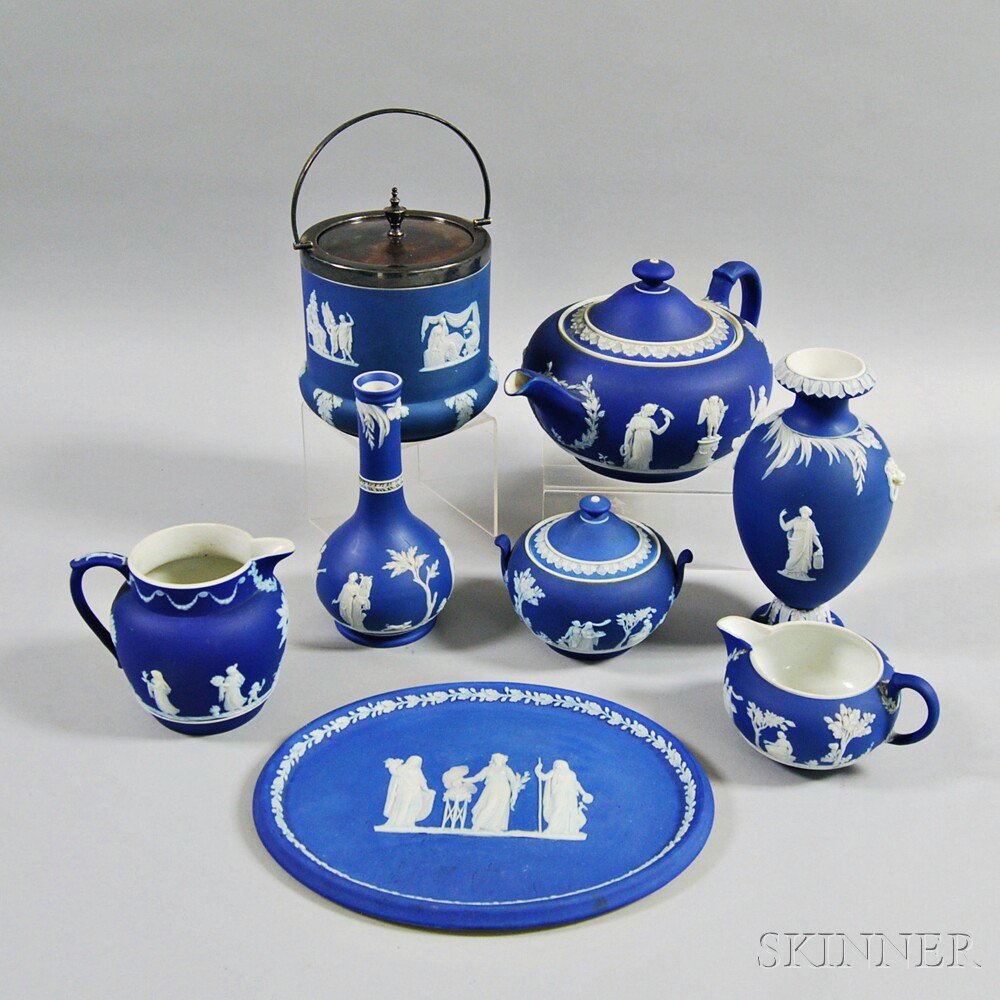 Appraisal: Eight Wedgwood Dark Blue Jasper Items th and th century