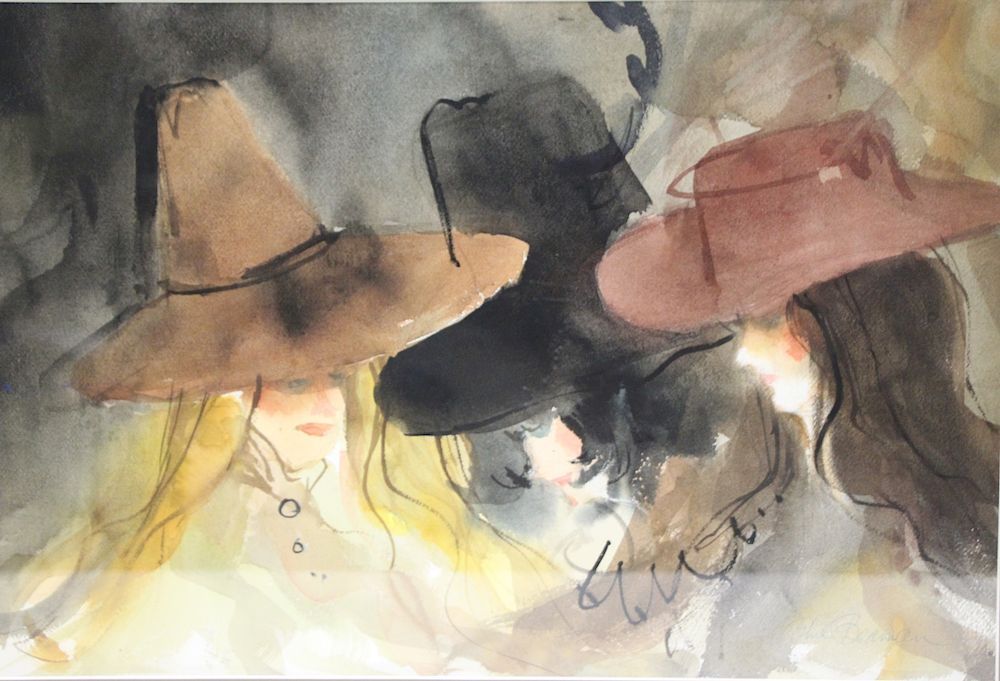 Appraisal: Phil Beaman Signed Watercolor Ladies In Hats Signed lr rt