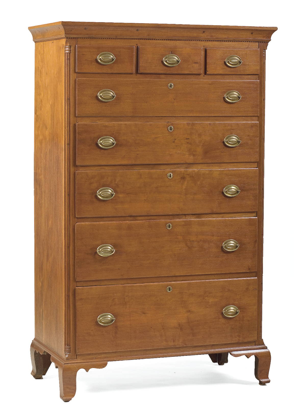 Appraisal: PENNSYLVANIA CHIPPENDALE CARVED WALNUT TALL CHEST OF DRAWERS The recantgular