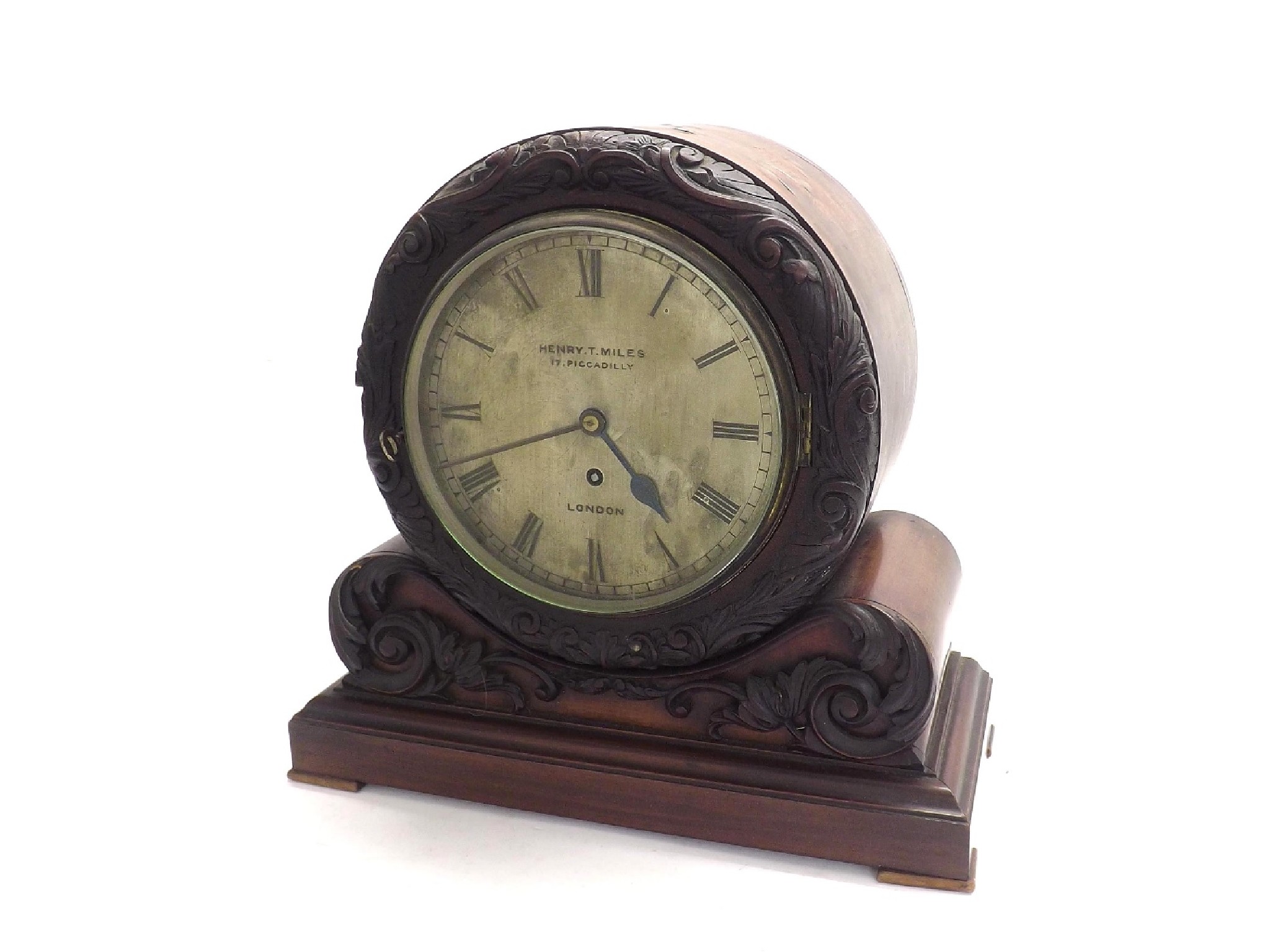 Appraisal: Mahogany single train bank type bracket clock the silvered dial