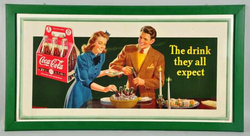 Appraisal: Large Horizontal Coca-Cola Poster Description Sharp bright colors with only