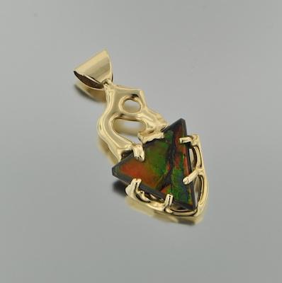 Appraisal: A Ladies' Freeform k Gold and Ammolite Pendant k yellow