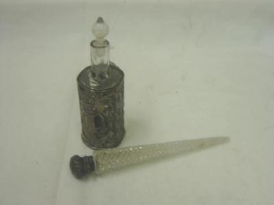 Appraisal: A VICTORIAN CUT GLASS SCENT BOTTLE of long cone form