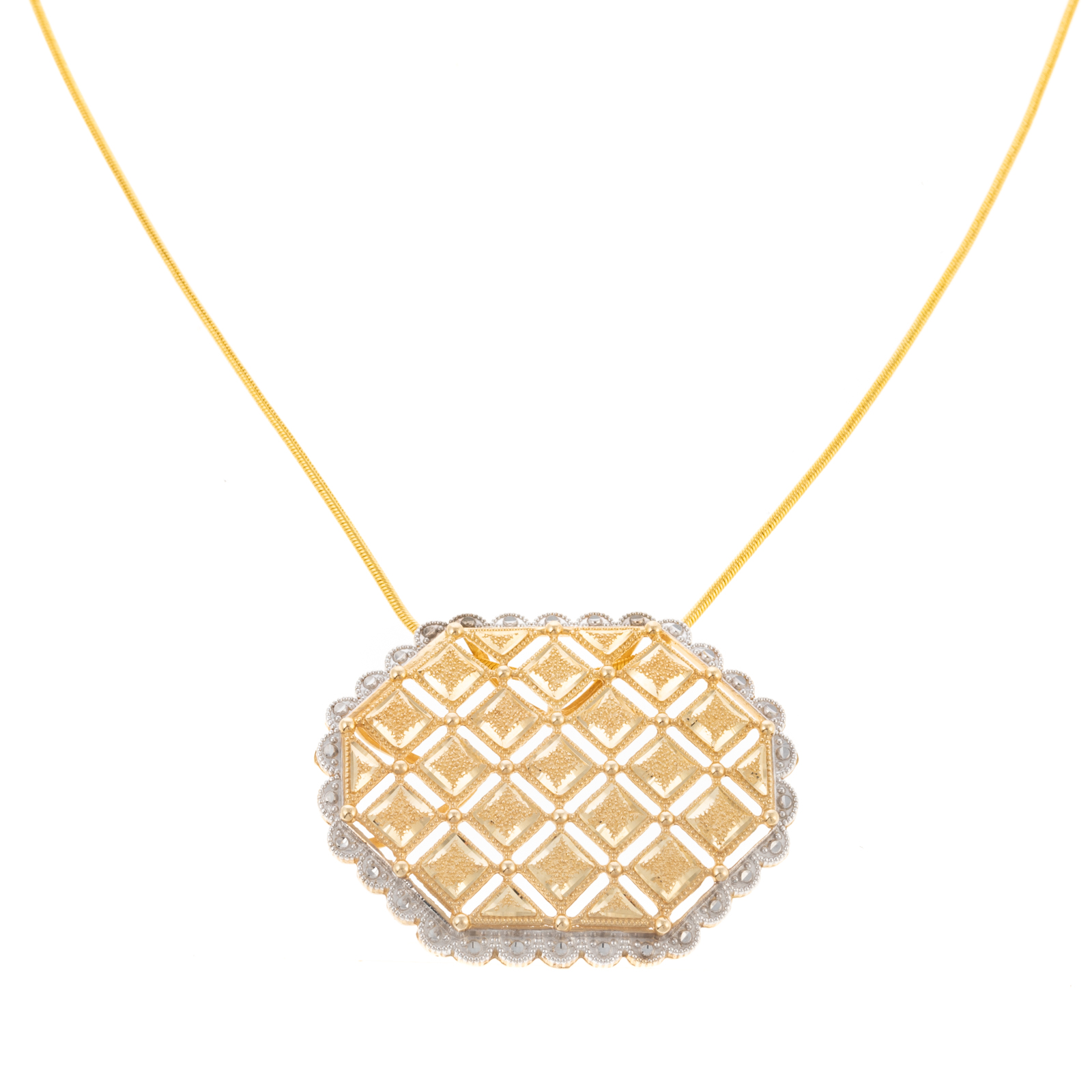 Appraisal: AN OPENWORK PENDANT SNAKE CHAIN IN K K yellow and