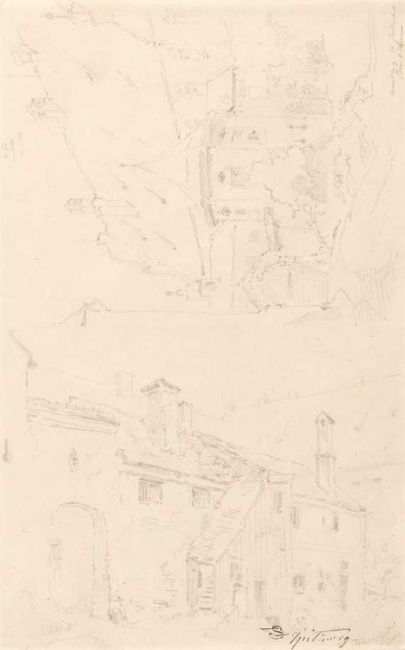 Appraisal: SPITZWEG CARL Munich Grand mansions Two studies on one sheet