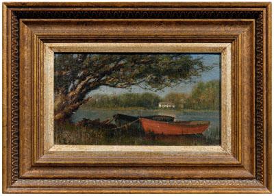 Appraisal: James Gale Tyler painting Connecticut - two dories tied off