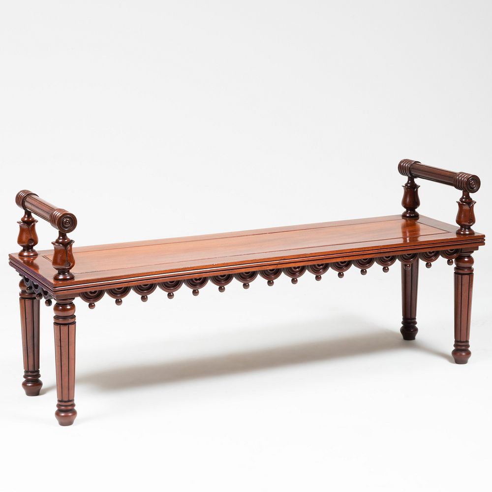 Appraisal: Regency Style Mahogany Bench of Recent Manufacture x ft in