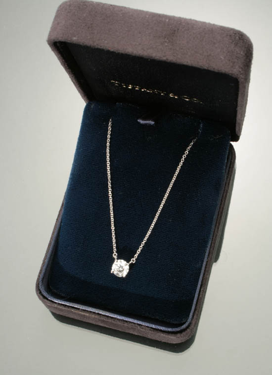 Appraisal: Platinum and Diamond Pendant Necklace Tiffany Co The four-prong mount