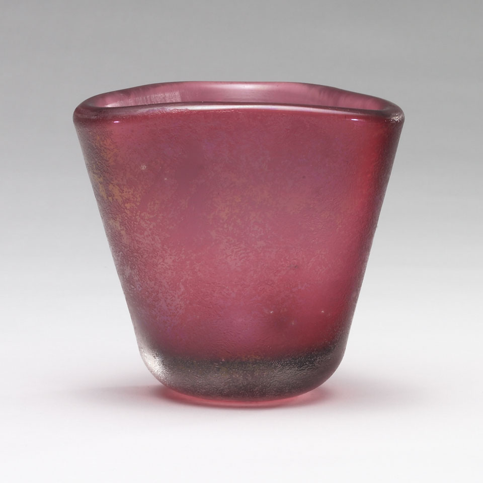 Appraisal: Venini Corroso Red Glass Vase Carlo Scarpa c acid-stamped venini