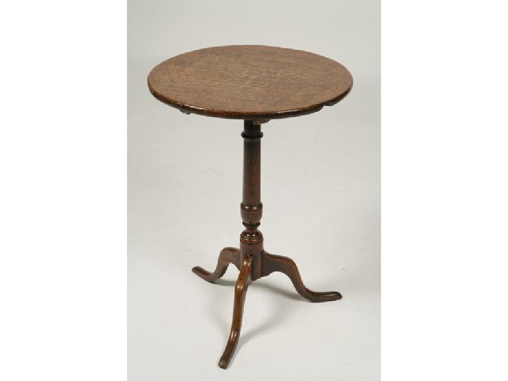 Appraisal: A GEORGE III OAK TIP-TOP OCCASIONAL TABLE the circular top