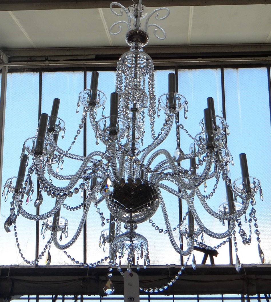 Appraisal: An eighteen light cut crystal chandelier late th century with